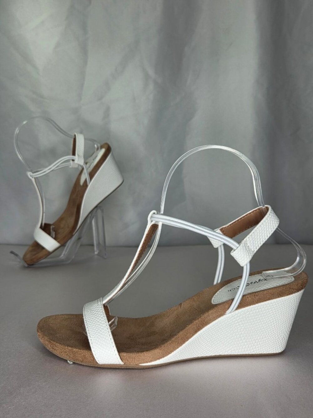 Style & Co Mulan Wedge Open-Toe Sandals - White Snake, 7 M